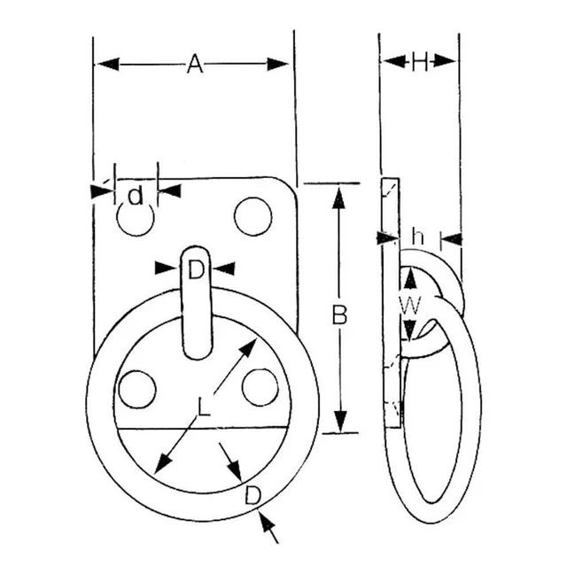Stainless Steel Square Eye Plate With Ring - Image 4